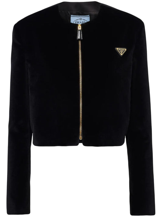 Triangle-Logo Velvet Jacket