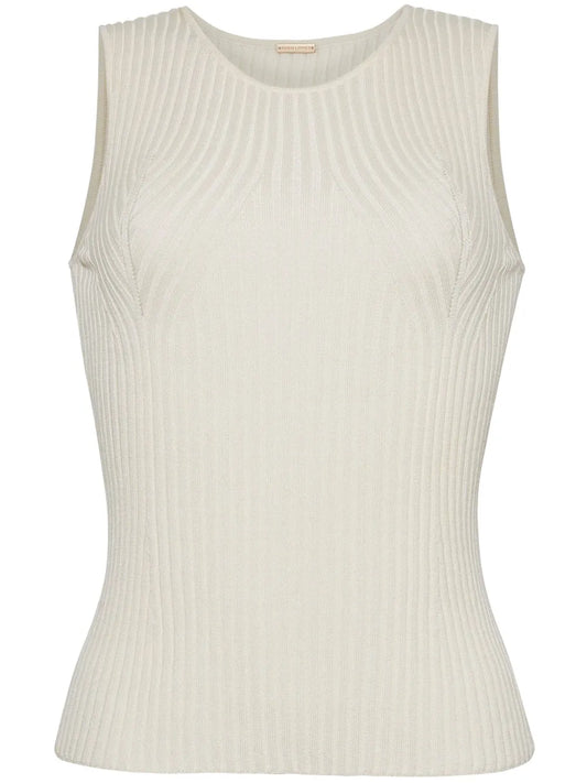 Perforated-Embellished Ribbed-Knit Top