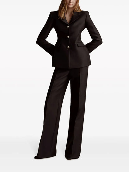 Single-Breasted Wool-Silk Blend Blazer