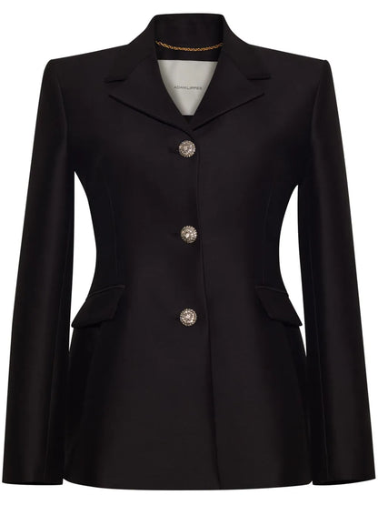 Single-Breasted Wool-Silk Blend Blazer