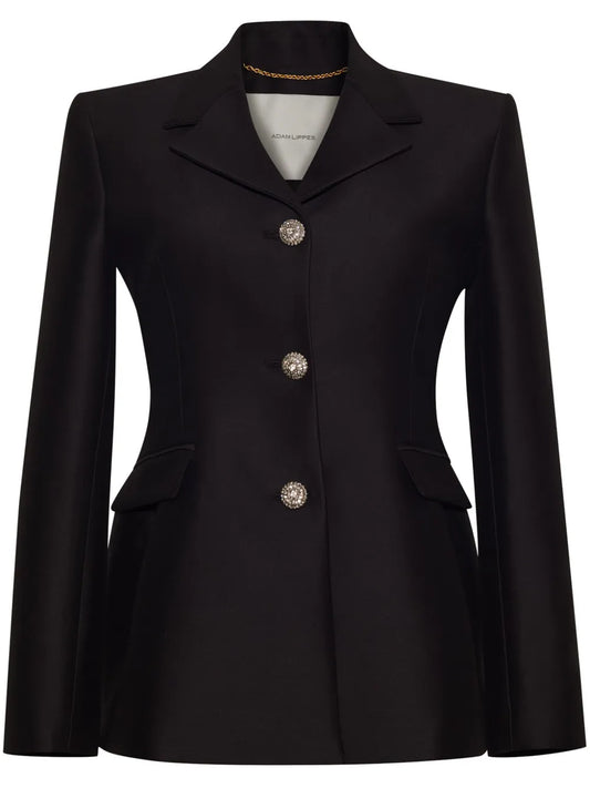 Single-Breasted Wool-Silk Blend Blazer