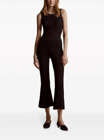 Pointelle Knit Cropped Trousers
