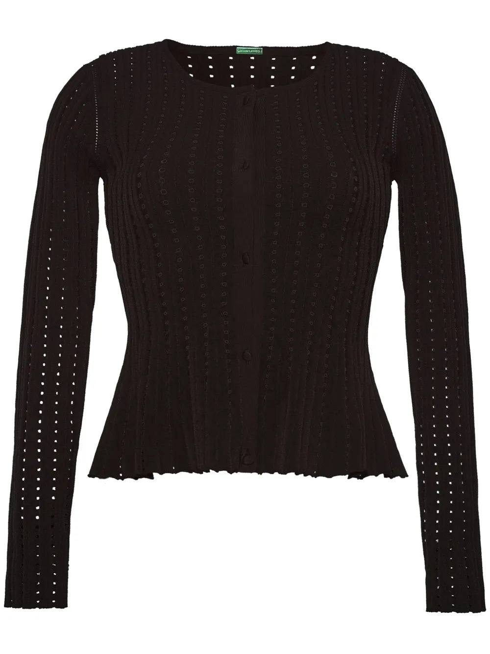 Pointelle-Knit Peplum Cardigan