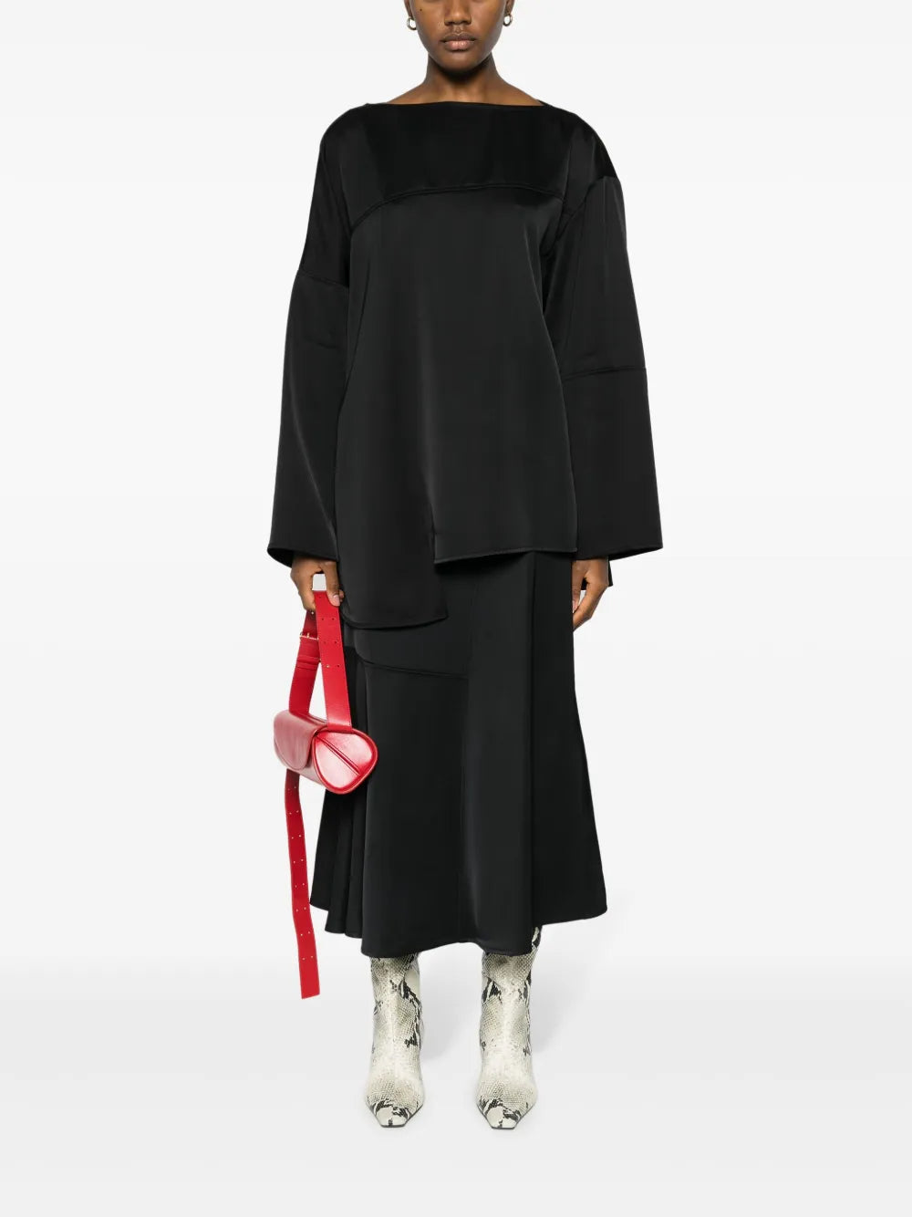 High-Waisted Panelled Midi Skirt