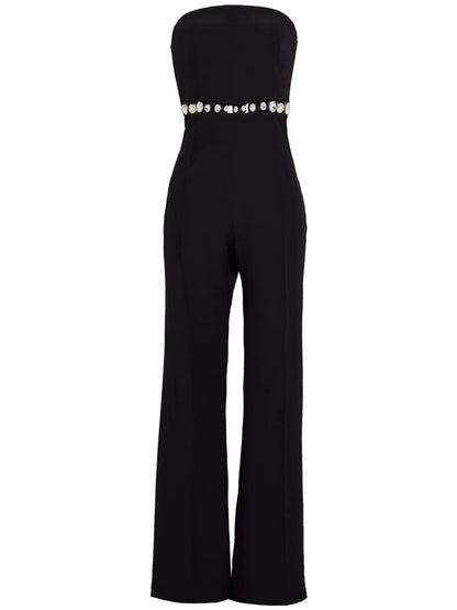 Glenda Crystal-Embellished Bandeau Jumpsuit
