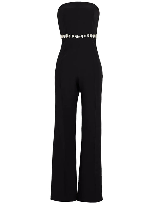 Glenda Crystal-Embellished Bandeau Jumpsuit