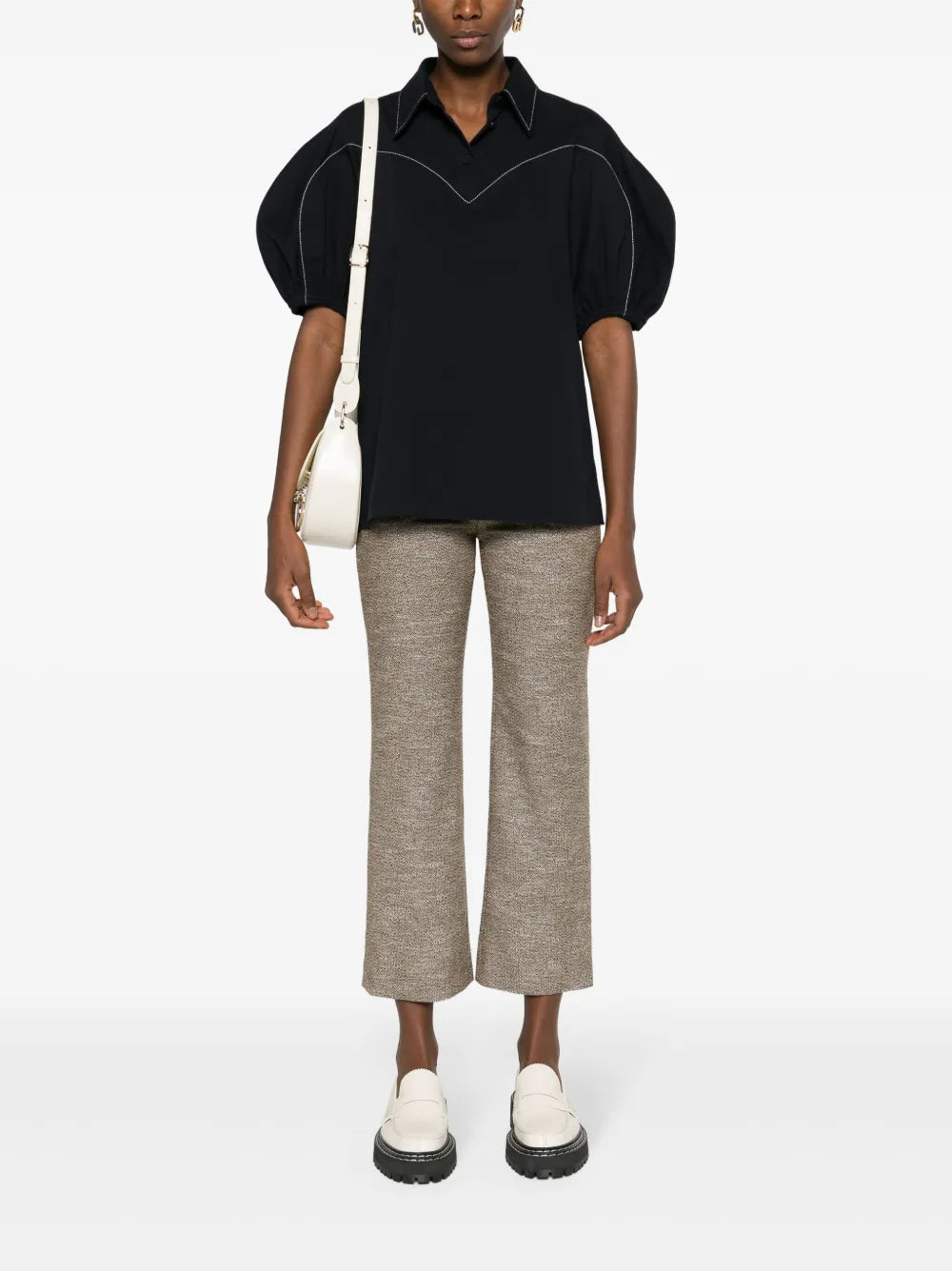 Flared Tweed Cropped Trousers