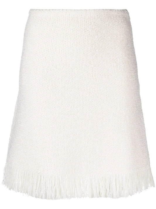 Bouclé Fringed A-Line Miniskirt
