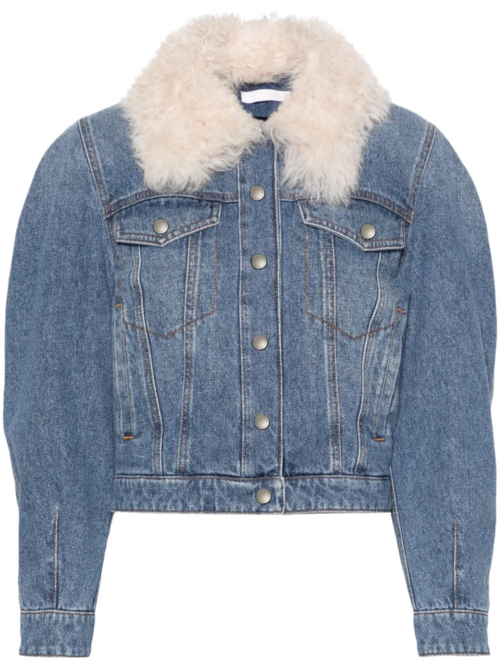 Shearling-Collar Denim Jacket