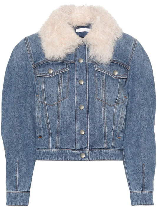 Shearling-Collar Denim Jacket