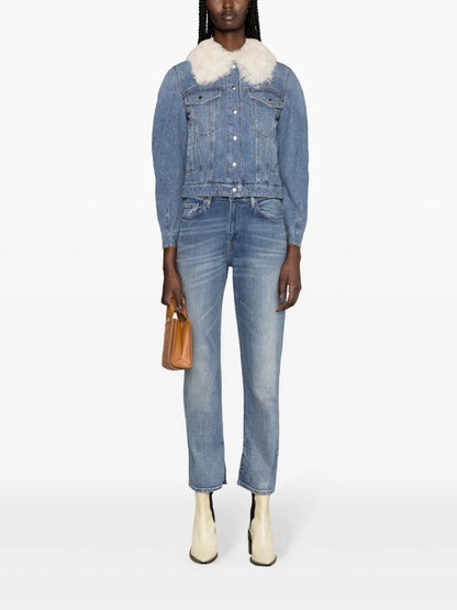 Shearling-Collar Denim Jacket