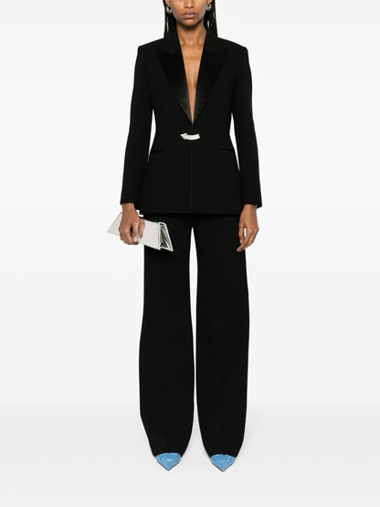 High-Waisted Tailored Wool Trousers