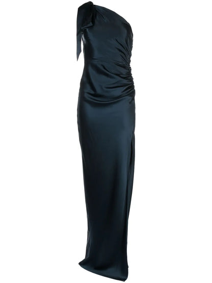 Asymmetric Silk Maxi Gown