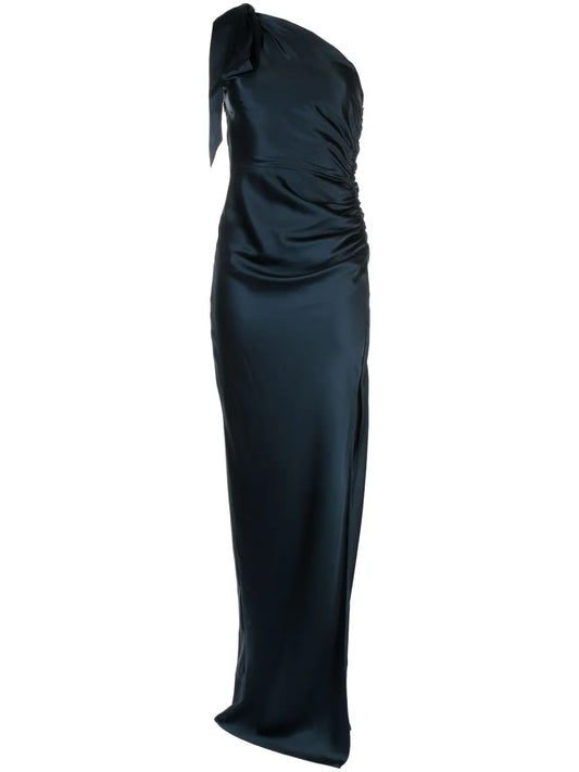 Asymmetric Silk Maxi Gown