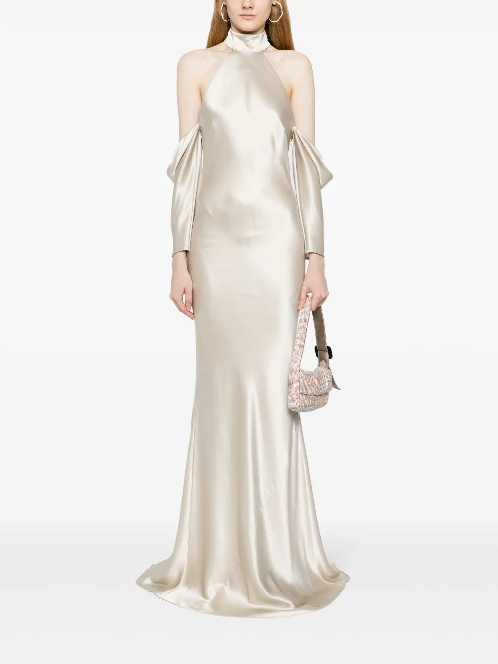 Halterneck Drop-Sleeve Maxi Dress