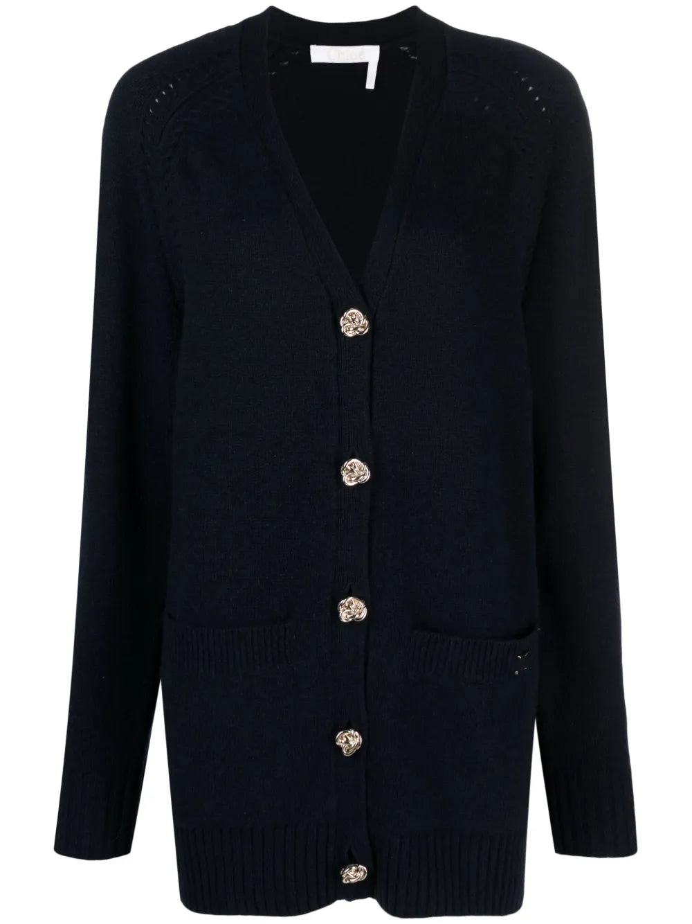 V-Neck Fine-Knit Cardigan