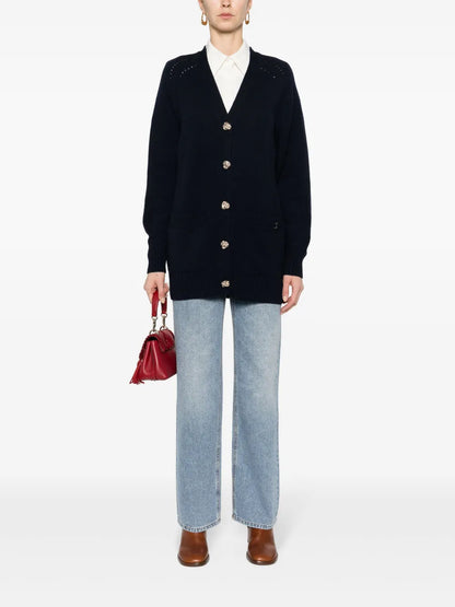 V-Neck Fine-Knit Cardigan