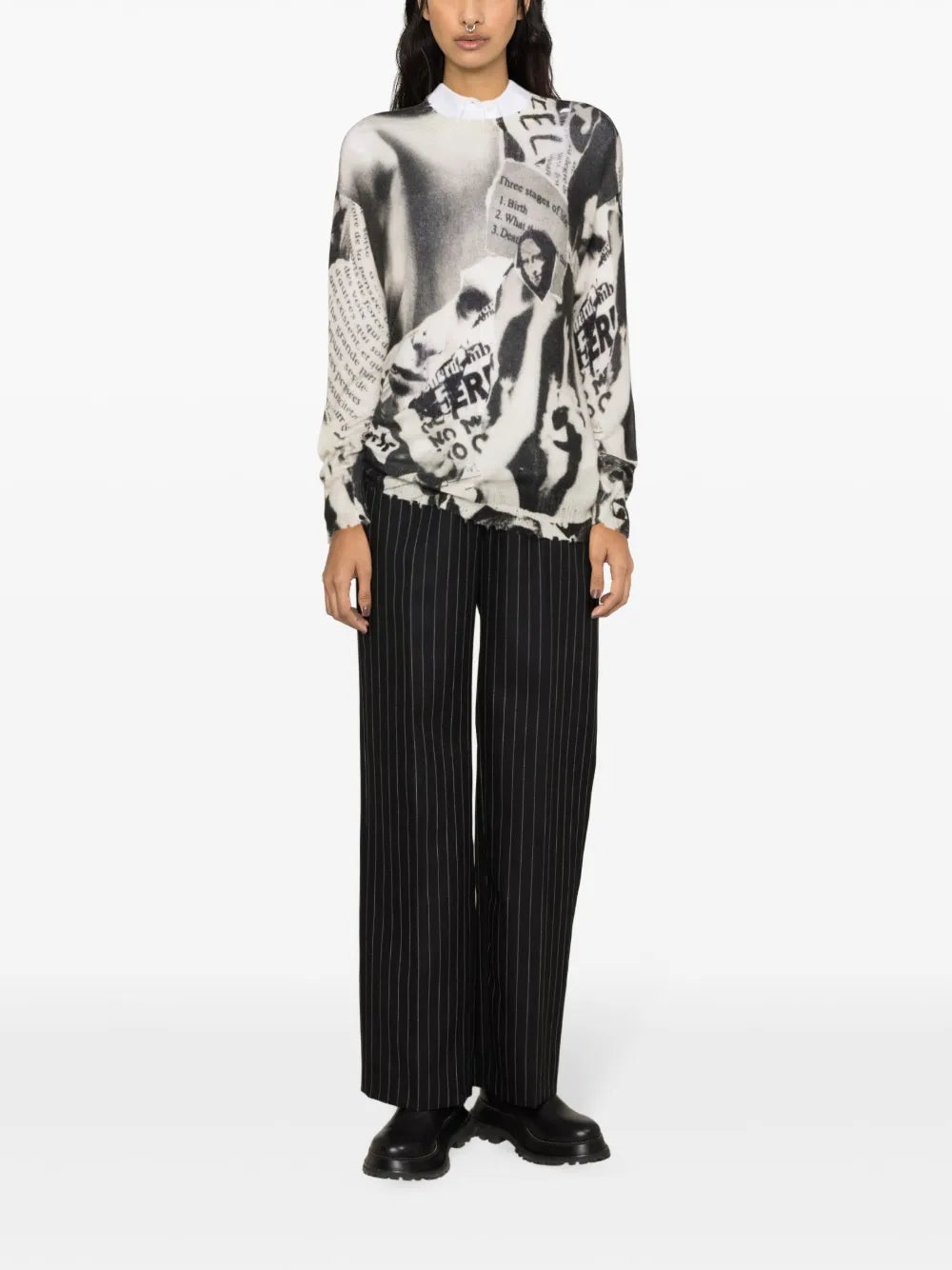 Newspaper-Print Cashmere Jumper