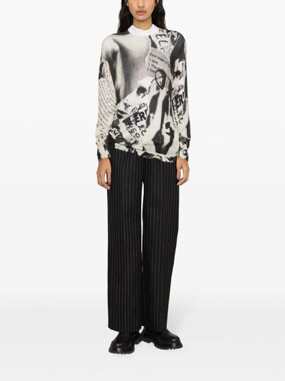 Newspaper-Print Cashmere Jumper