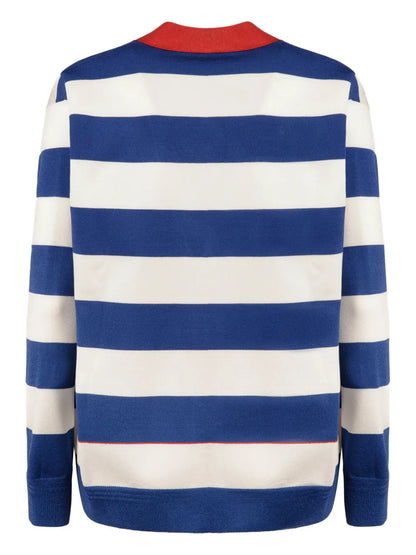Logo-Embroidered Striped Cardigan