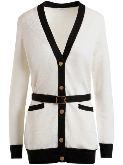 Monogram-Jacquard Belted Cardigan