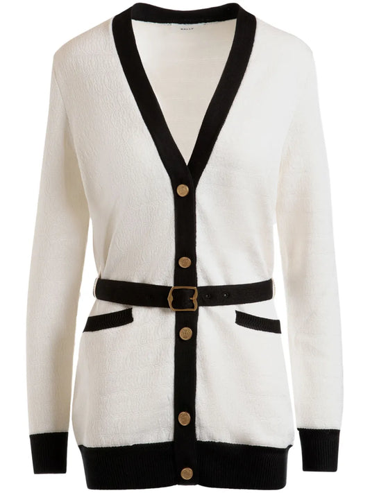 Monogram-Jacquard Belted Cardigan