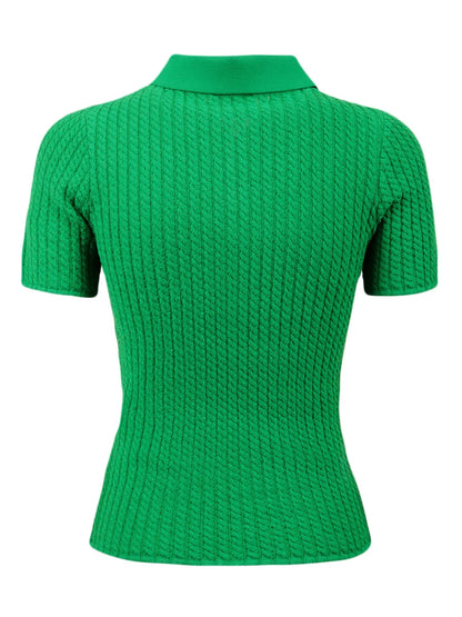 Cable-Knit Zipped Polo Shirt
