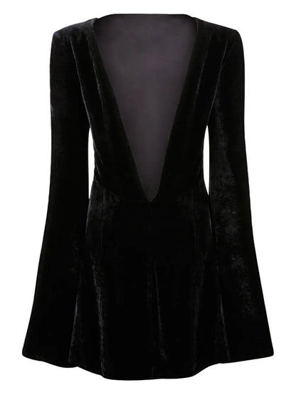 V-Back Velvet Minidress