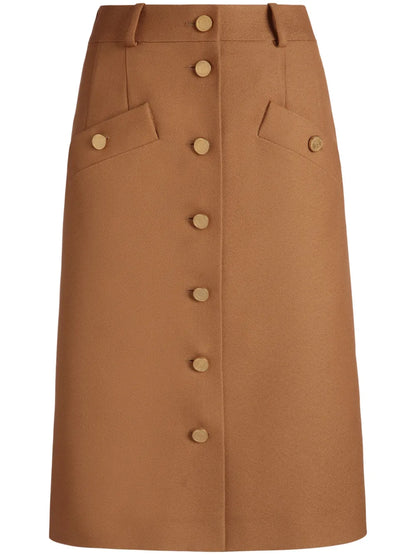 Wool-Blend Midi Skirt