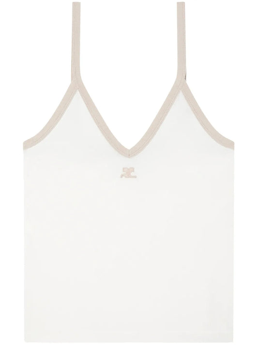 Contrast-Trim Cotton Tank Top