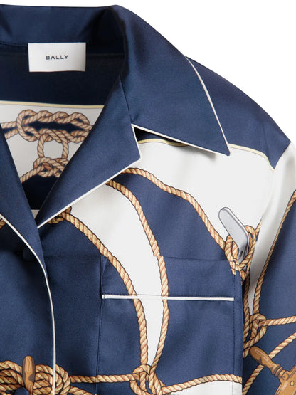 Graphic-Print Silk Shirt