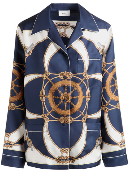 Graphic-Print Silk Shirt