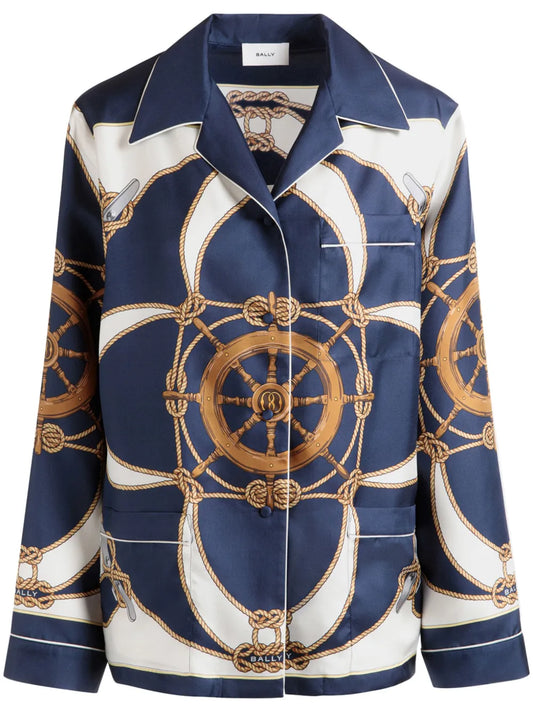 Graphic-Print Silk Shirt