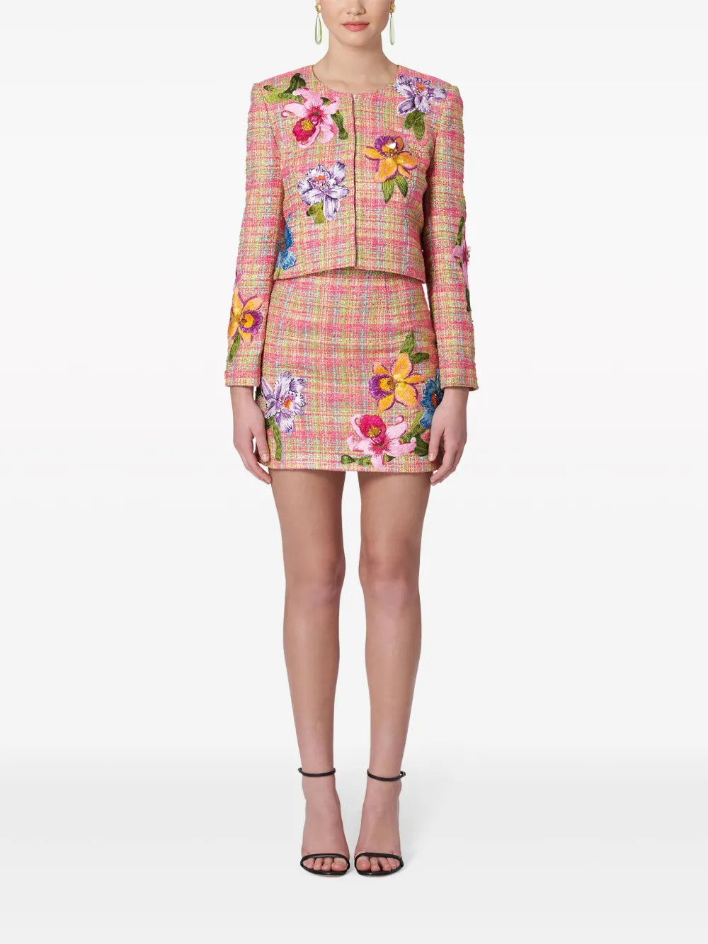 Floral-Embroidered Tweed Jacket