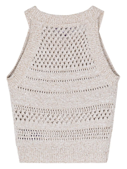 Pointelle-Knit Cropped Top