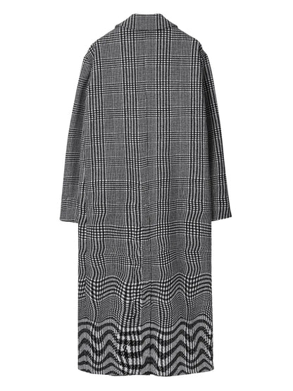 Warped Houndstooth-Pattern Coat