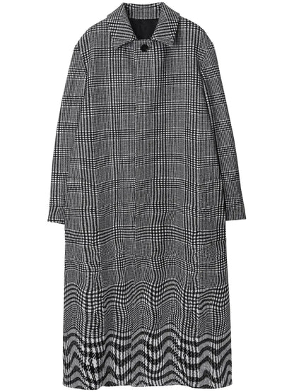 Warped Houndstooth-Pattern Coat