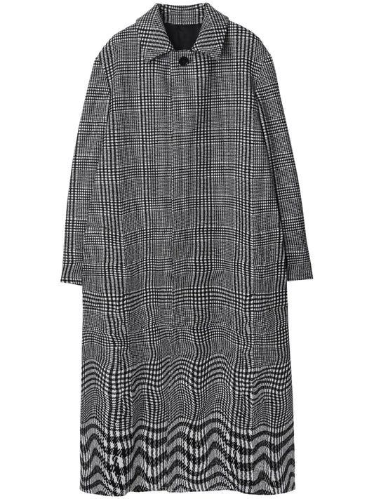 Warped Houndstooth-Pattern Coat