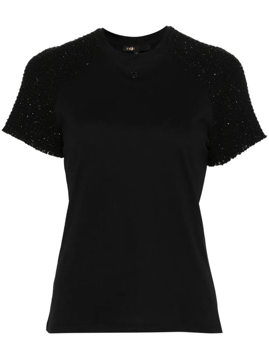 Tweed-Panel Cotton T-Shirt