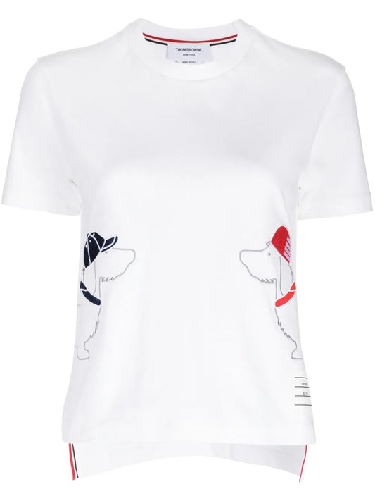 Dog-Embroidered Cotton T-Shirt