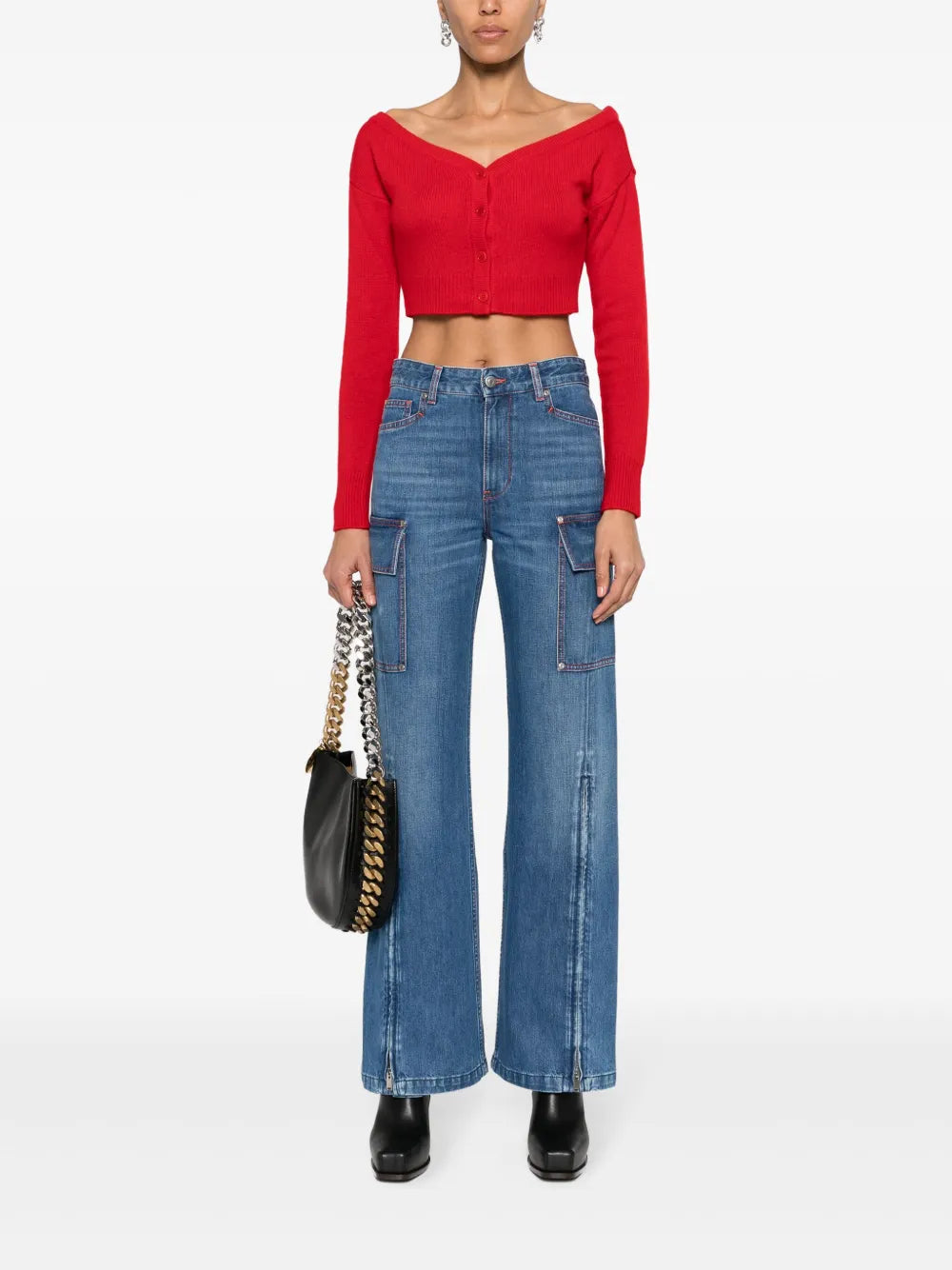 Ankle-Zips Wide-Leg Jeans