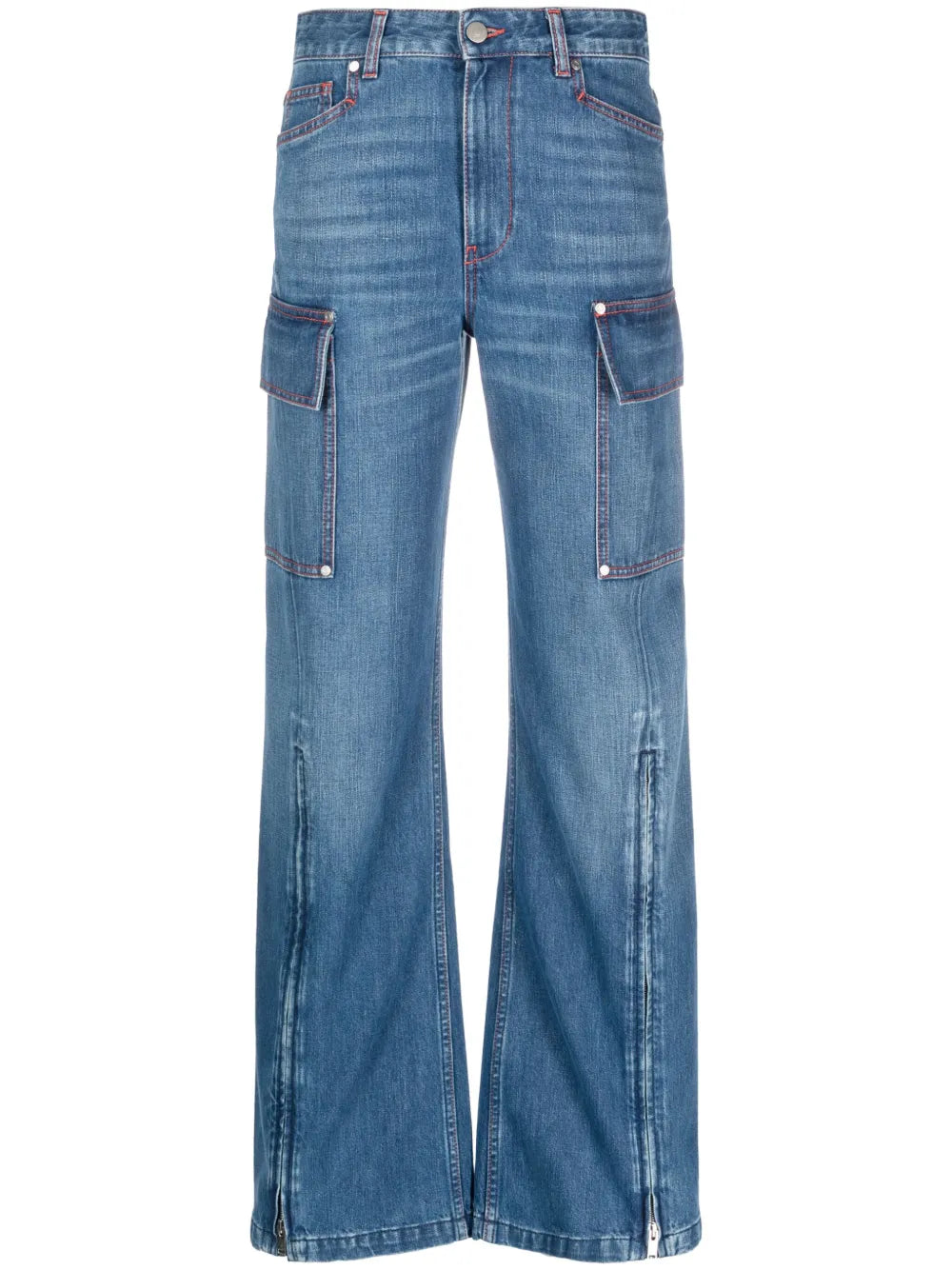 Ankle-Zips Wide-Leg Jeans