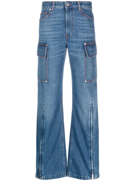 Ankle-Zips Wide-Leg Jeans