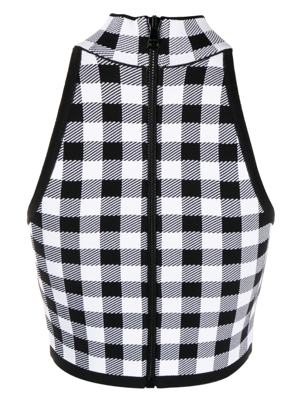 5-Button Check-Pattern Crop Top