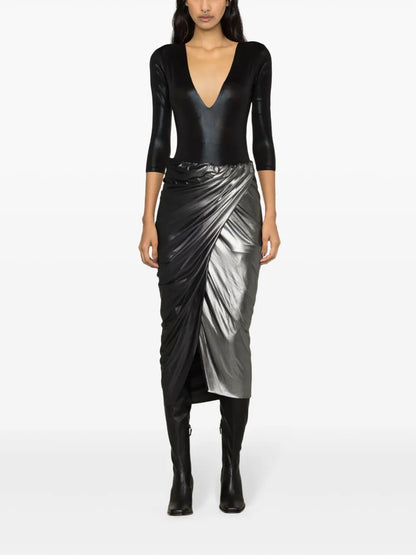 Ombré-Effect Draped Midi Skirt