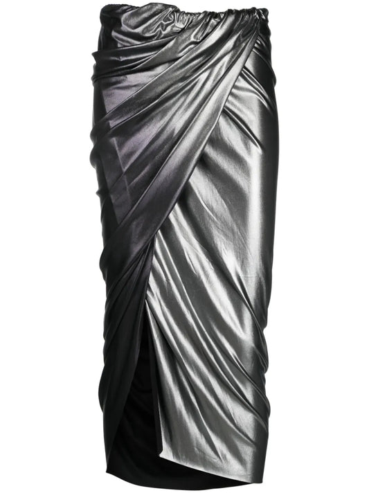Ombré-Effect Draped Midi Skirt