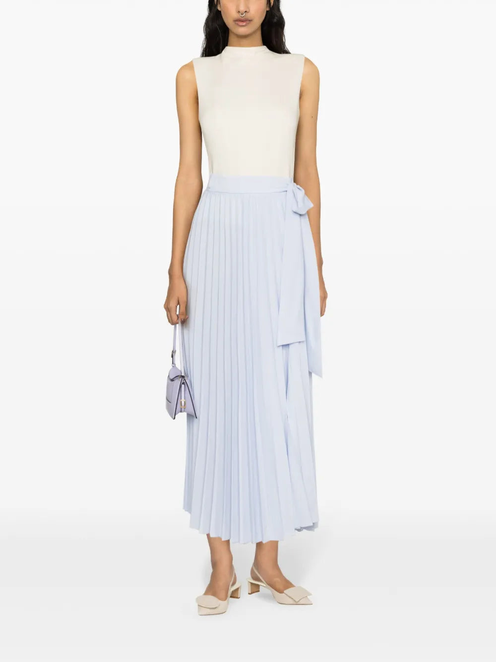 Pleated Wrap Midi Skirt