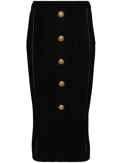 Ribbed-Knit Midi Skirt