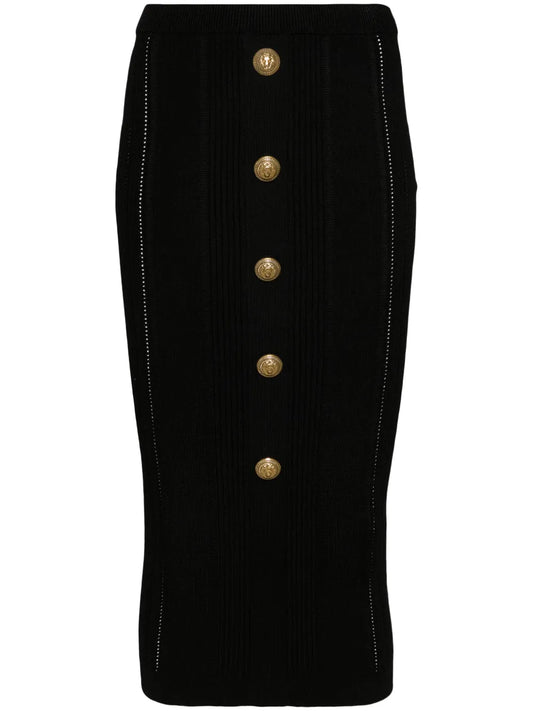 Ribbed-Knit Midi Skirt