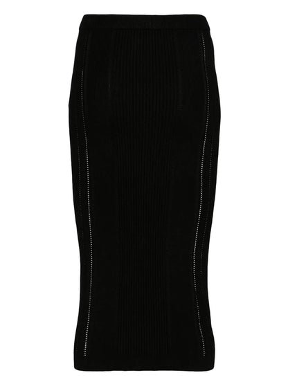Ribbed-Knit Midi Skirt